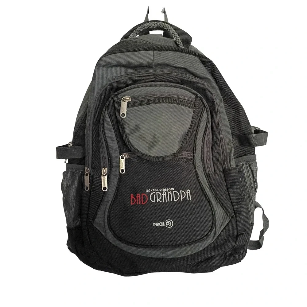 Jackass Presents Bad Grandpa Movie Promo Backpack Black Grey RealD 3D Travel Bag